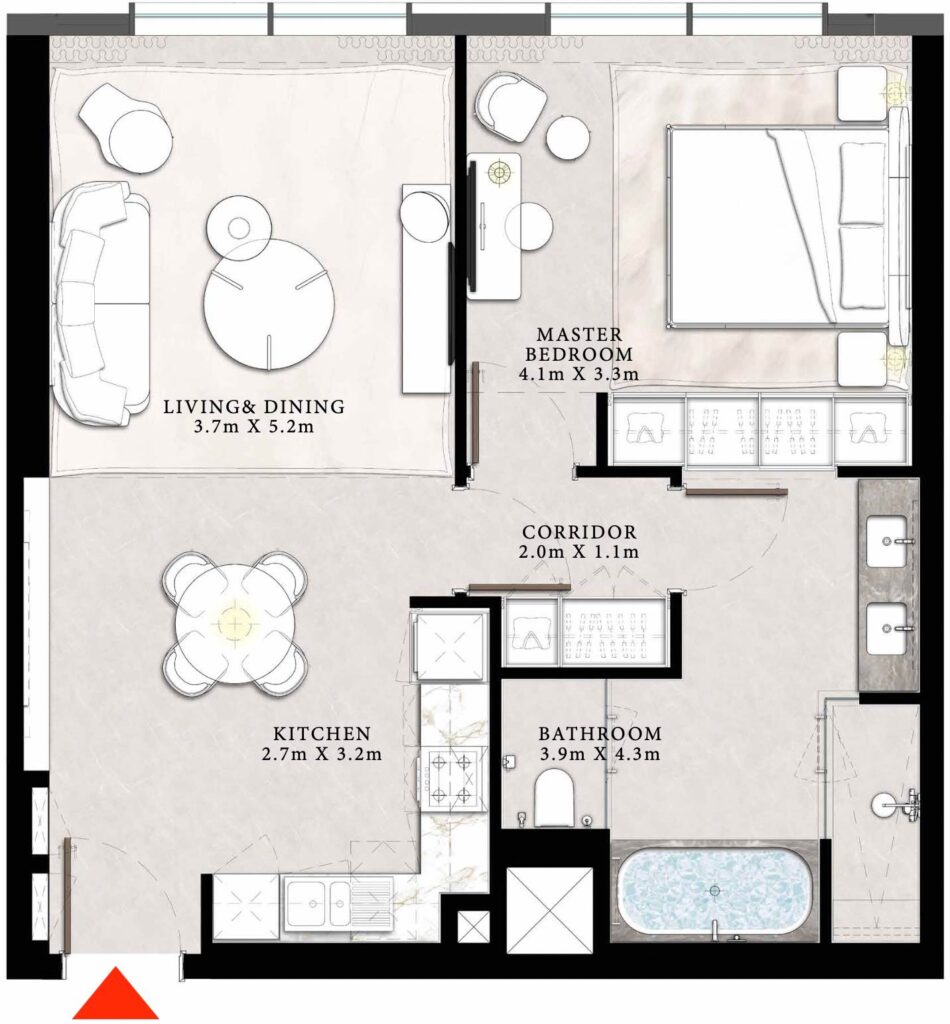 Emaar St Regis Residences Downtown Dubai Floor Plans 1BR