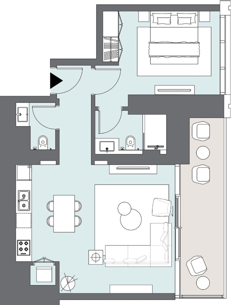 Peninsula Four The Plaza Floor Plan 1BR