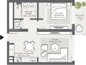 Emaar Mina Rashid Seascape Floor Plan 1BR