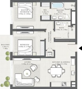 Emaar Mina Rashid Seascape Floor Plan 2BR