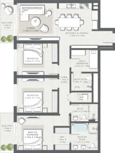 Emaar Mina Rashid Seascape Floor Plan 3BR scaled