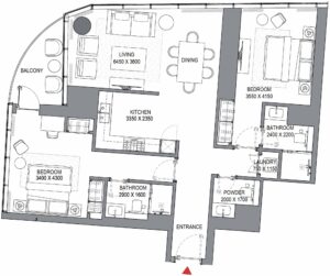 sobha seahaven dubai marina apartments floor plans 2BR